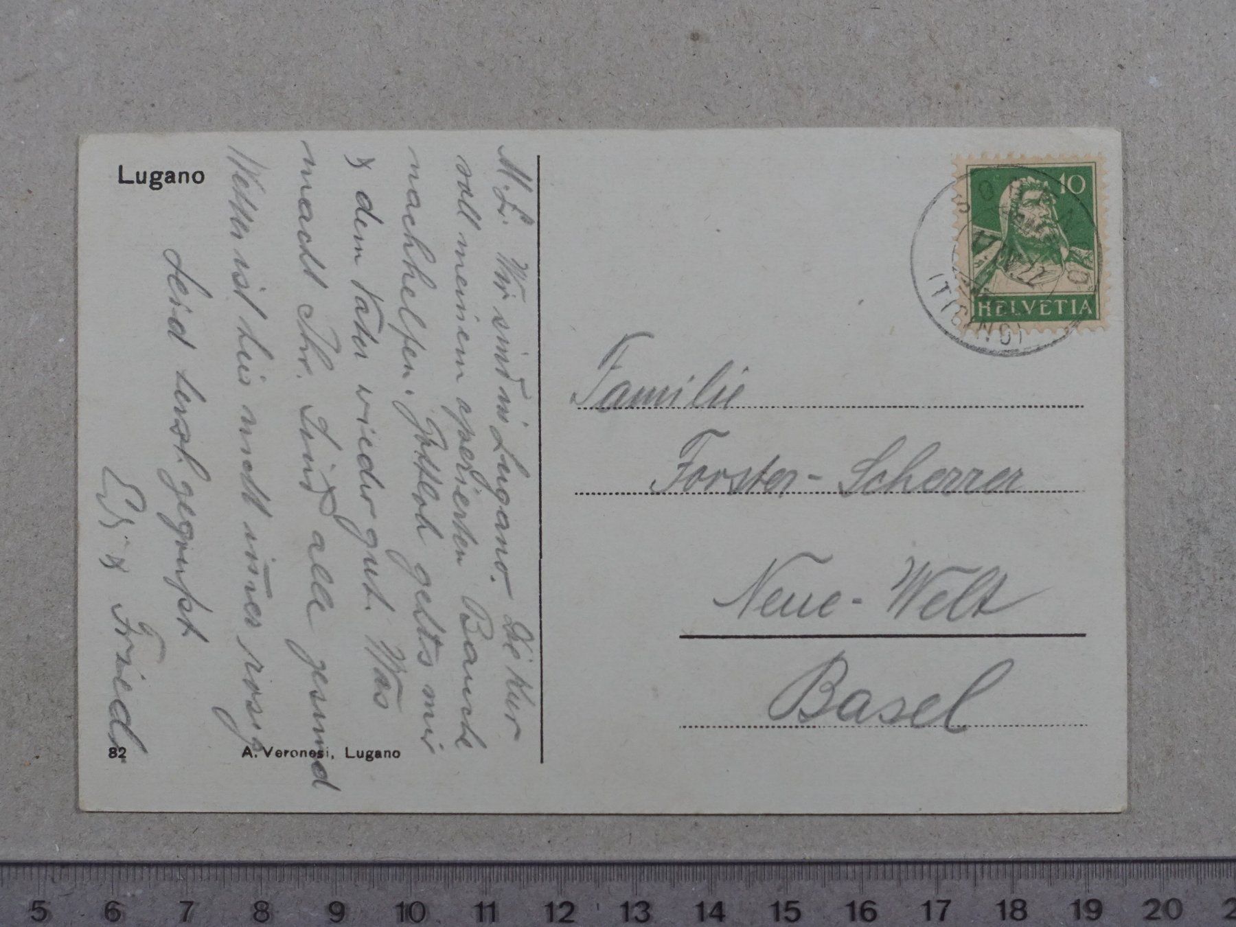 Cartoline postali: Lugano, 1922 – Usato da Lenzburg venduto da fh1 1