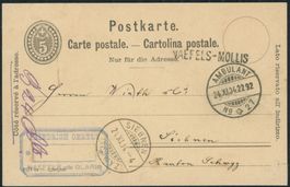 GL Näfels - Mollis - Stabstempel - Bahnstempel - Karte