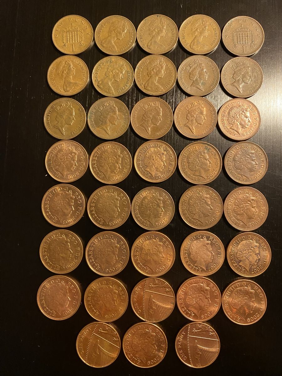 Tutti le monete: Royaume-Uni, lot de 38 pcs de 1 penny – Usato da Corsier-sur-Vevey venduto da Ginoarturo 1
