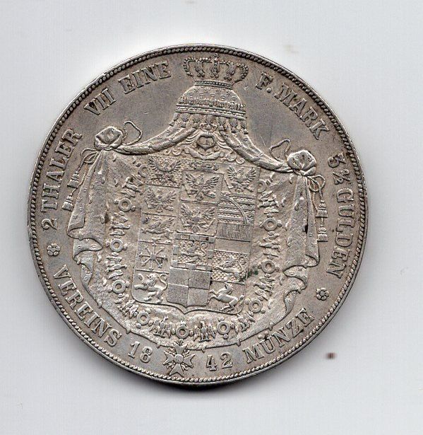 Tutti le monete: (2235) Preussen, Doppeltaler 1842, vz/stgl – Usato da Rüthi (Rheintal) venduto da erdnuessli1