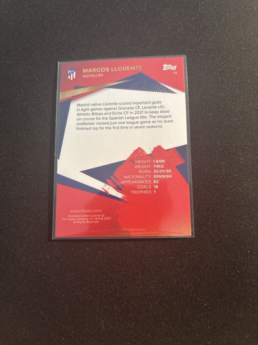 Topps Carte collezionabili: Marcos Llorente - Atletico Madrid - Topps - Team Set – Usato da Kaiseraugst venduto da Baum_12 1