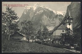 AK Grindelwald, Kirche und Wetterhorn
