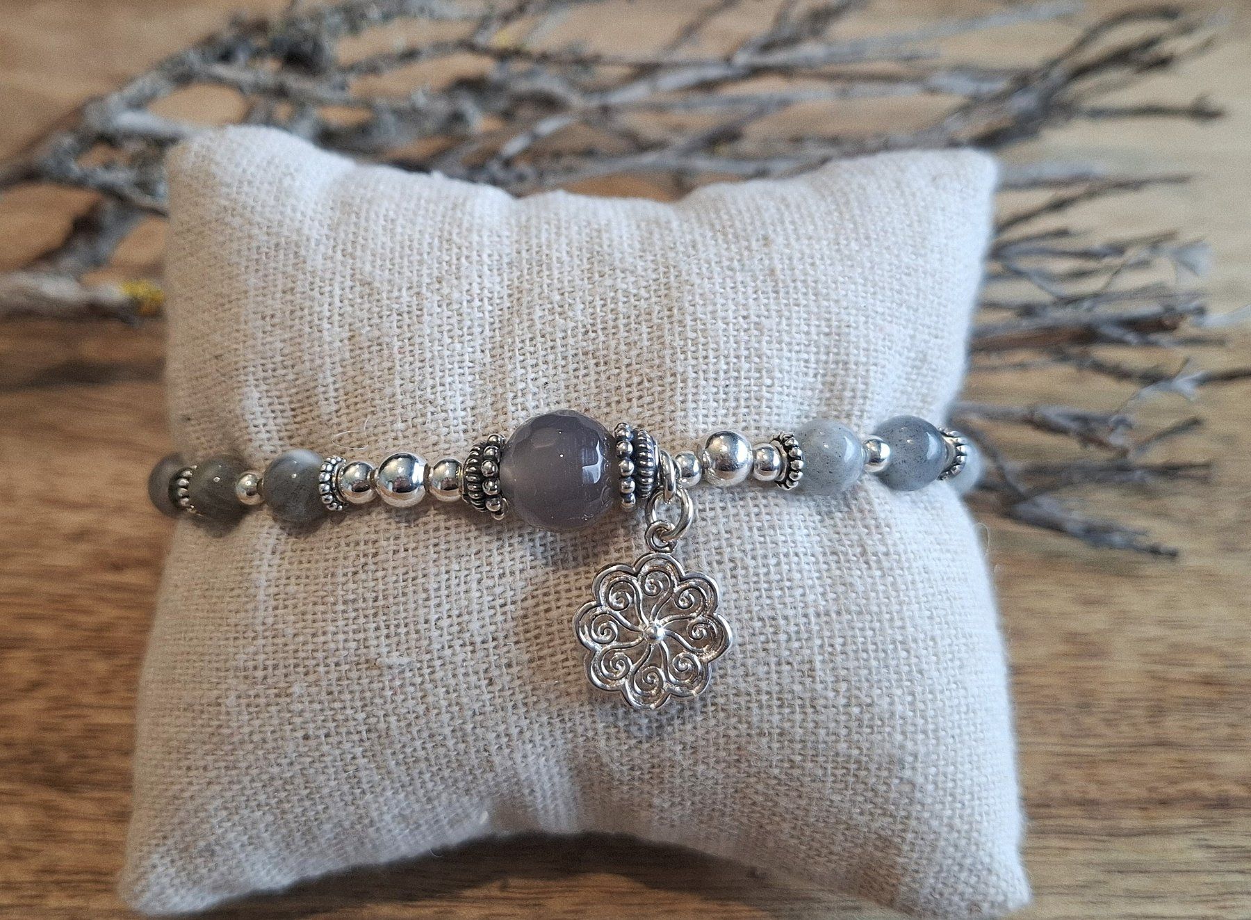 Bracciali & Braccialetti: LABRADORIT - Edelsteinarmband - Silber - grau – Nuovo e nell'imballaggio originale da Mühlethal venduto da nicita-modeschmuck 2
