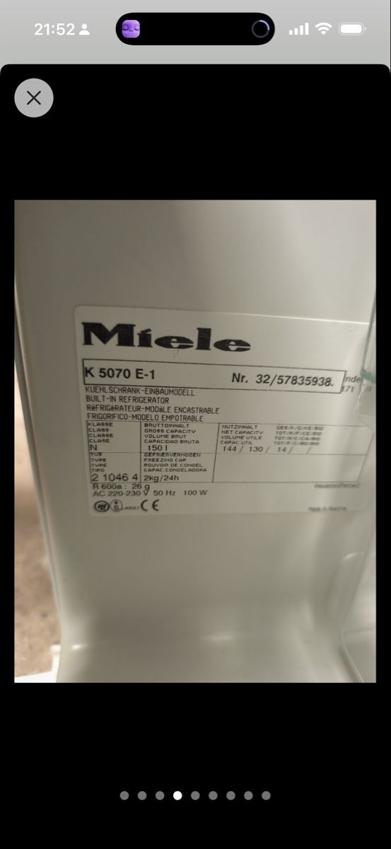 Miele Frigoriferi: Miele Kühlschrank K 5070 E-1 – Usato da Effretikon venduto da monkey_80 5