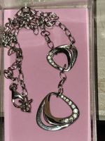 Halskette silberfarben mit Anhänger und Steinen, collier