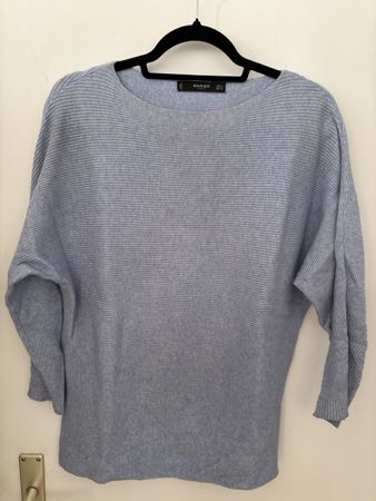 Damen Pullover Mango hellblau gerippt 