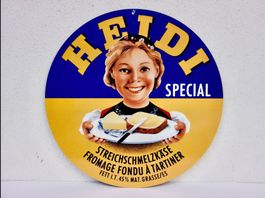 ALTES REKLAME BLECHSCHILD HEIDI KÄSE SCHMELZKÄSE SPECIAL