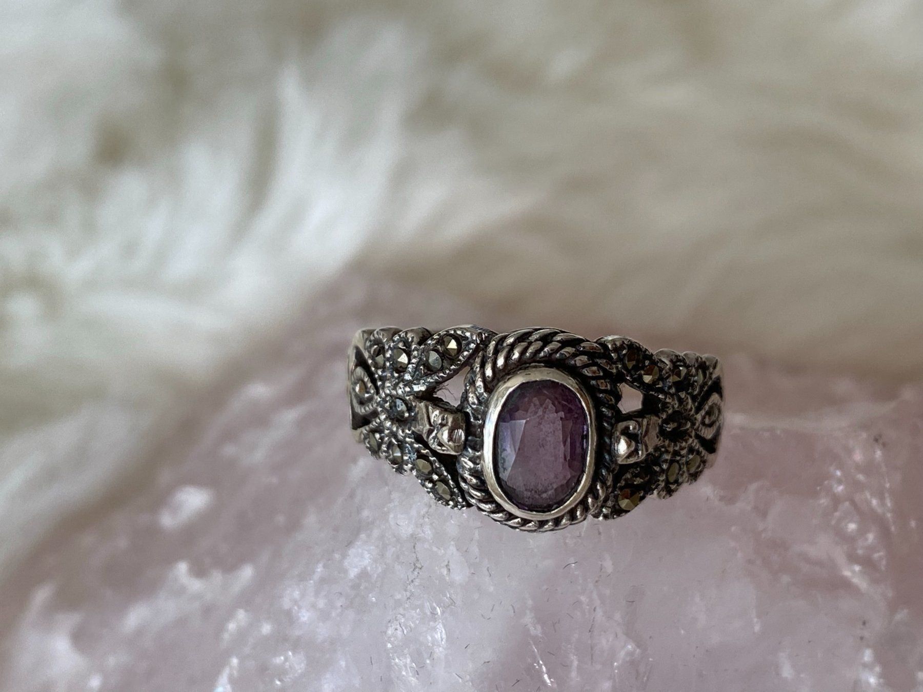 Anelli: Ring Silber 925 mit lila Stein – Usato da Istighofen venduto da Ringparadies