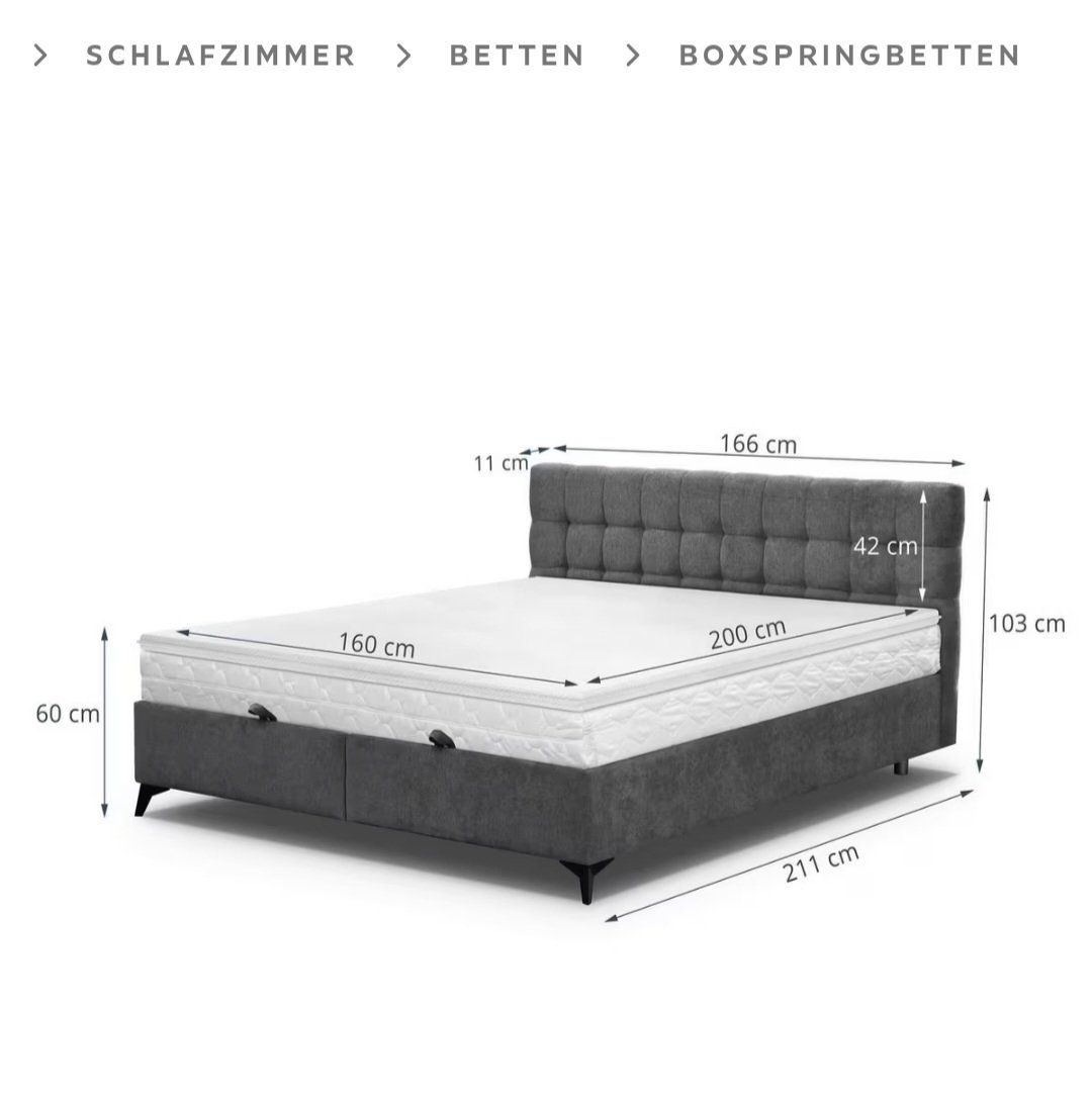 Mömax Letti: Boxbett 160x200 cm grau, mit Stauraum – Usato da Niederhasli venduto da RTL2014 8
