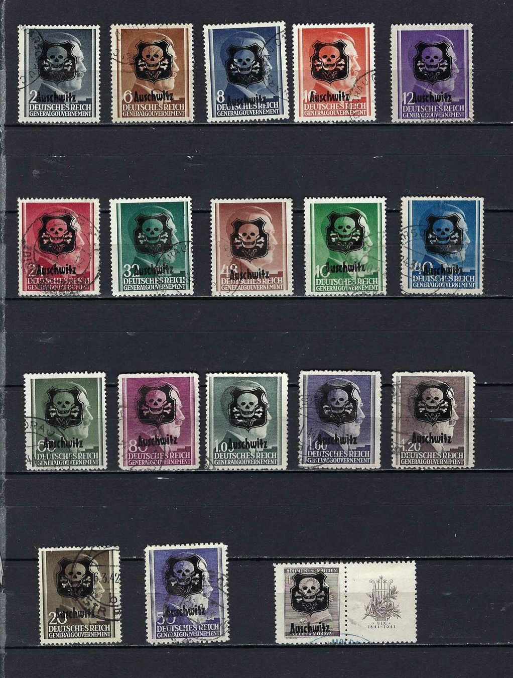 Alle Briefmarken: Böhmen & Mähren Auschwitz gest. – Gebraucht aus Lindau von Rickie123