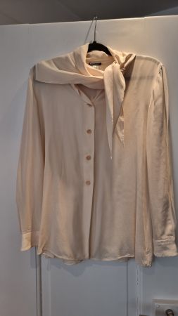 Vintage Giorgio Armani Seidenbluse, beige, Gr.38 (IT 42)