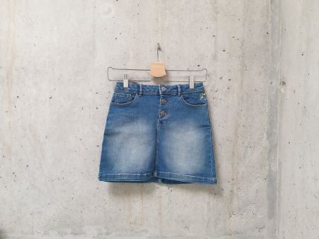Mini-jupe en jeans Okaïdi, bleu denim, broderie, fille, 140