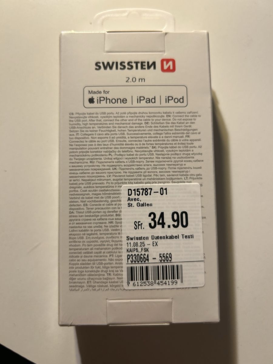 Cavi: Ladekabel iPhone Lightning / USB Kabel 2m NEU Swissten – Nuovo e nell'imballaggio originale da Bern venduto da The_One_Salesman 1