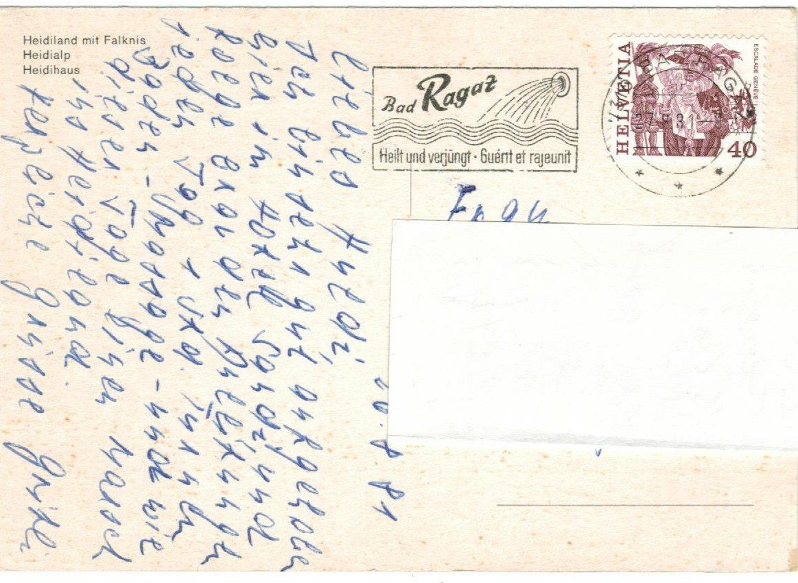Cartoline postali: AK Bad Ragaz Heidiland 1981 – Usato da Zürich venduto da Tolima194 1