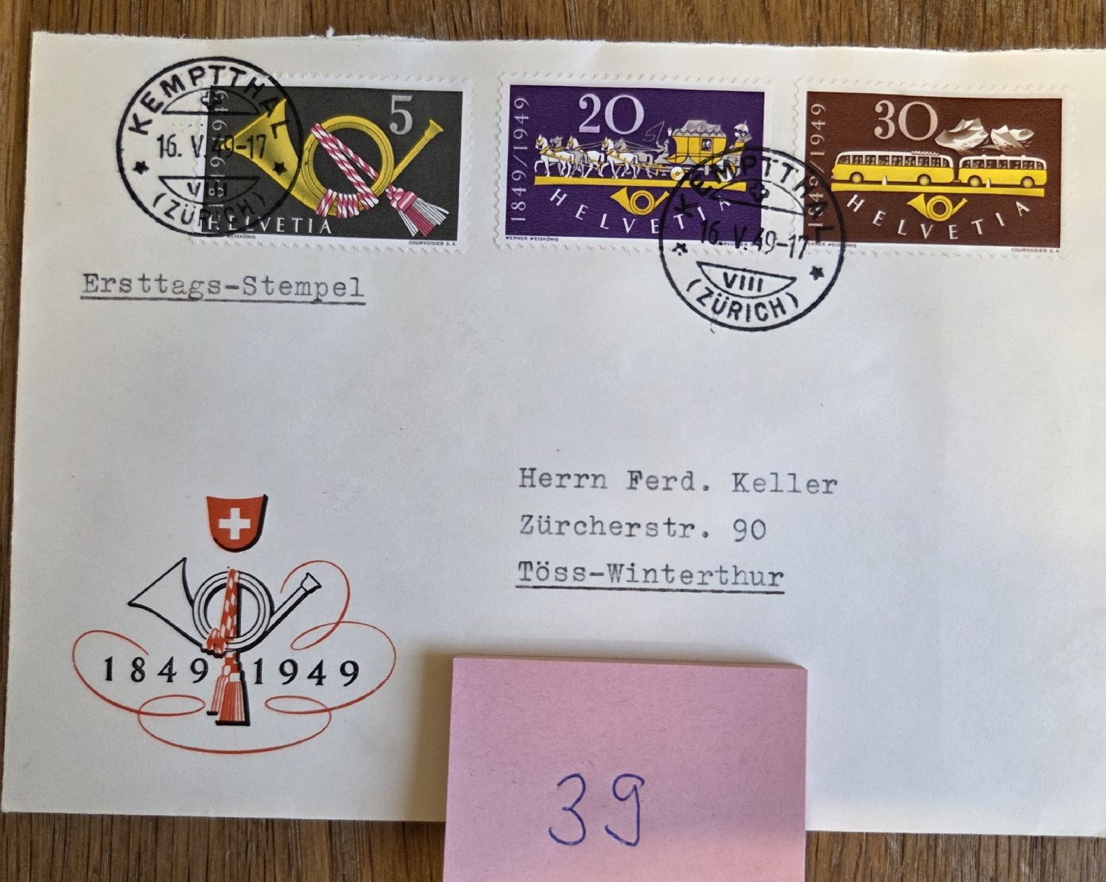 Tutti i francobolli: Schweizer Briefmarken- Ersttagsbrief 1949 TOP.. – Usato da Stans venduto da Ducati16