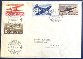 1944 Flugpost  F37 - F40 / Bern via Genéve