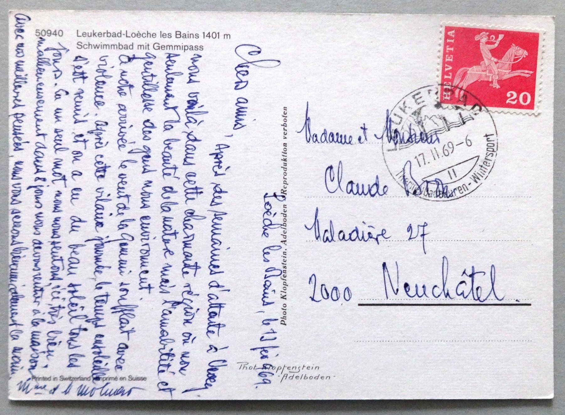 Cartoline postali: Leukerbad 1401 m, Schwimmbad mit Gemmipass – Usato da Fétigny venduto da Billy2miny 1