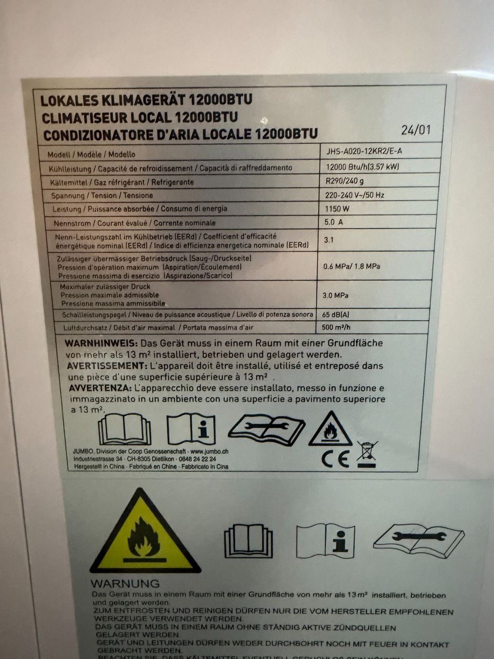 Climatiseurs: ayce Klimagerät 12000 BTU – D'occasion à oberglatt  zh par aleks06 4