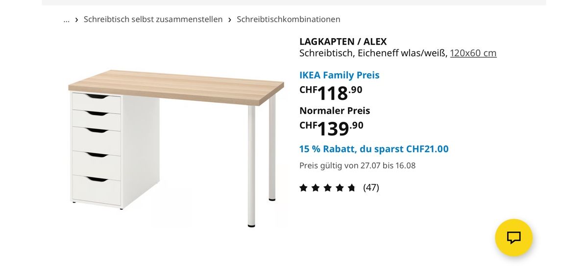 Ikea Scrivanie: Schreibtisch IKEA LAGKAPTEN/ALEX – Usato da Männedorf venduto da Alexa6ka 4