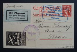 Flugspende-Vignette Nr. 12 auf Postkarte-Ganzsache
