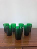 7 verres à limonade vintage en verre soufflé vert, 1970