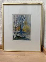 Aquarell Landschaft am Wasser 1988 – W. Schenkel, Fehraltorf