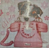 Diamond Painting Hund mit Telefon