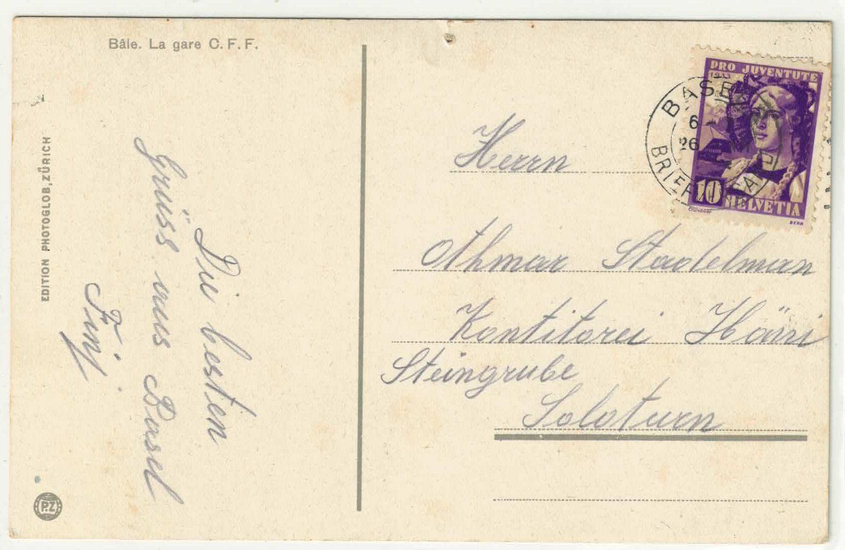 Cartoline postali: Basel - Hauptbahnhof mit Tram - Litho – Difettoso da Ettingen venduto da Kartenplanet 1
