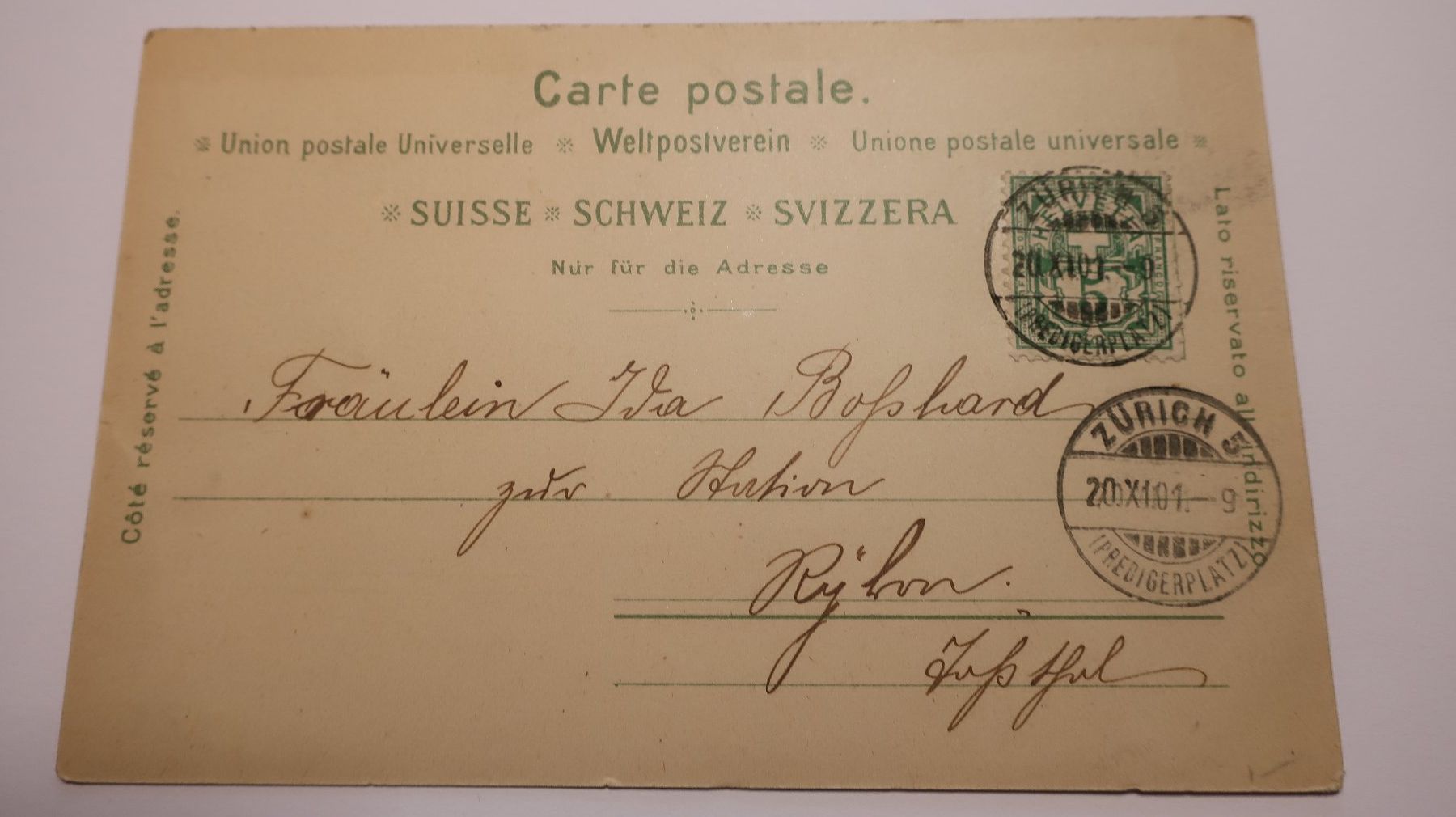 Cartoline postali: Zürich Rathausquai 1901 – Usato da Cormoret venduto da Pascalll2001 4
