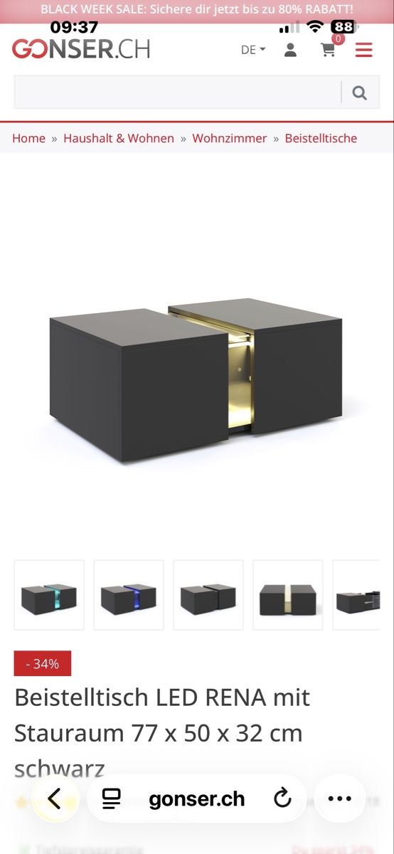 Tavoli: Beistelltisch/Sofatisch mit Beleuchtung LED – Usato da Altendorf venduto da Quietwater