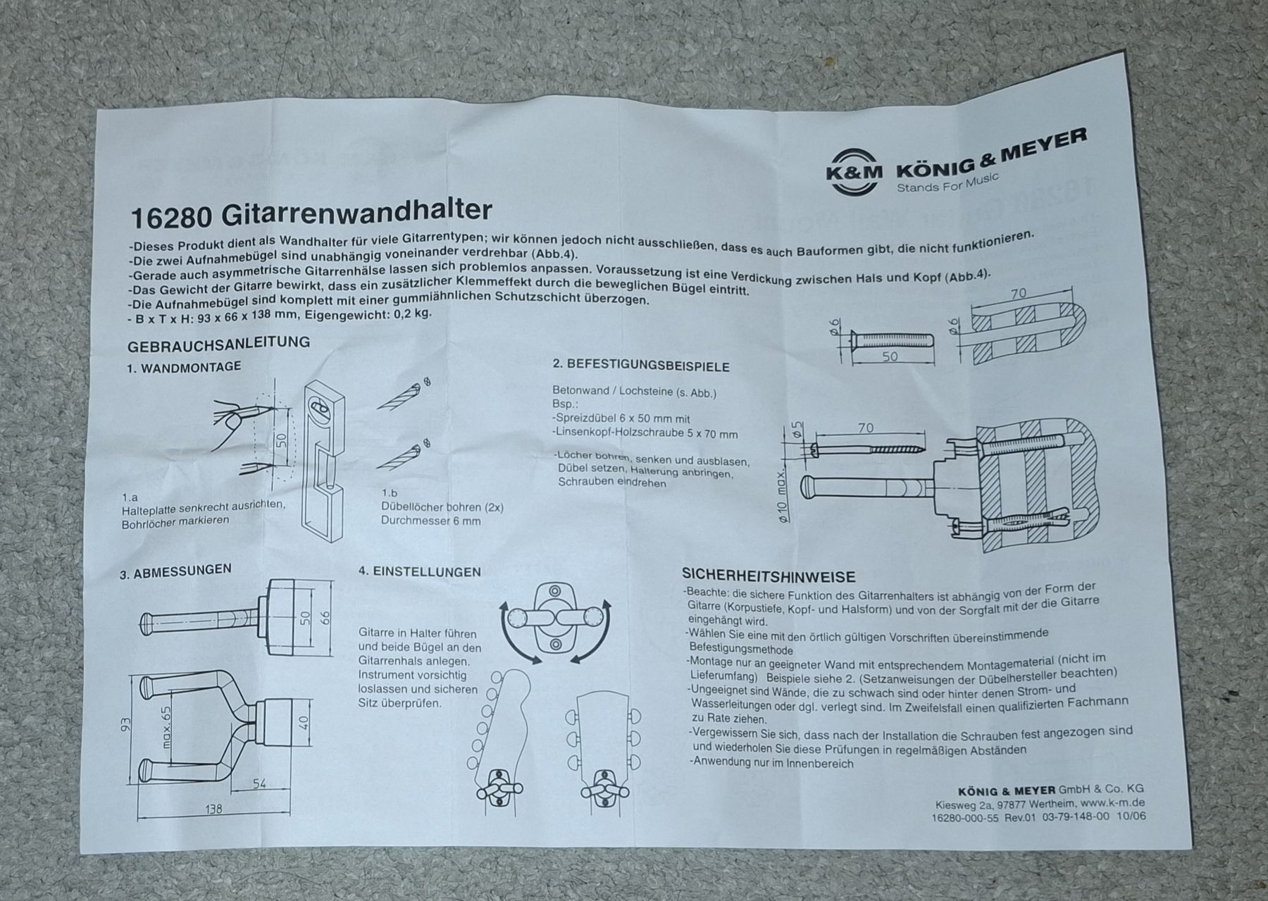 König & Meyer Supporti a parete: Gitarrren-Wandhalter – Usato da Wil SG venduto da cro_27r5 1