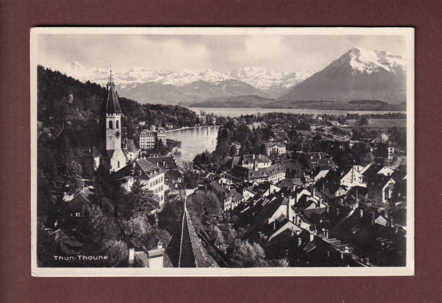 Ansichtskarten: THUN und die Alpen - 1928 – Gebraucht aus Pully von nicecards