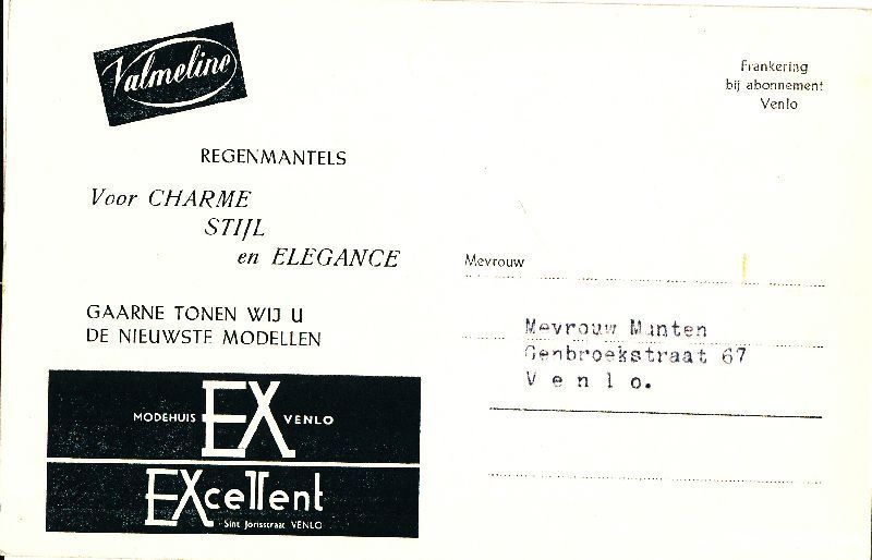 Cartoline postali: ITALIA Valmeline - Modekarte + c1960 – Usato da Emmenbrücke venduto da teestube 1