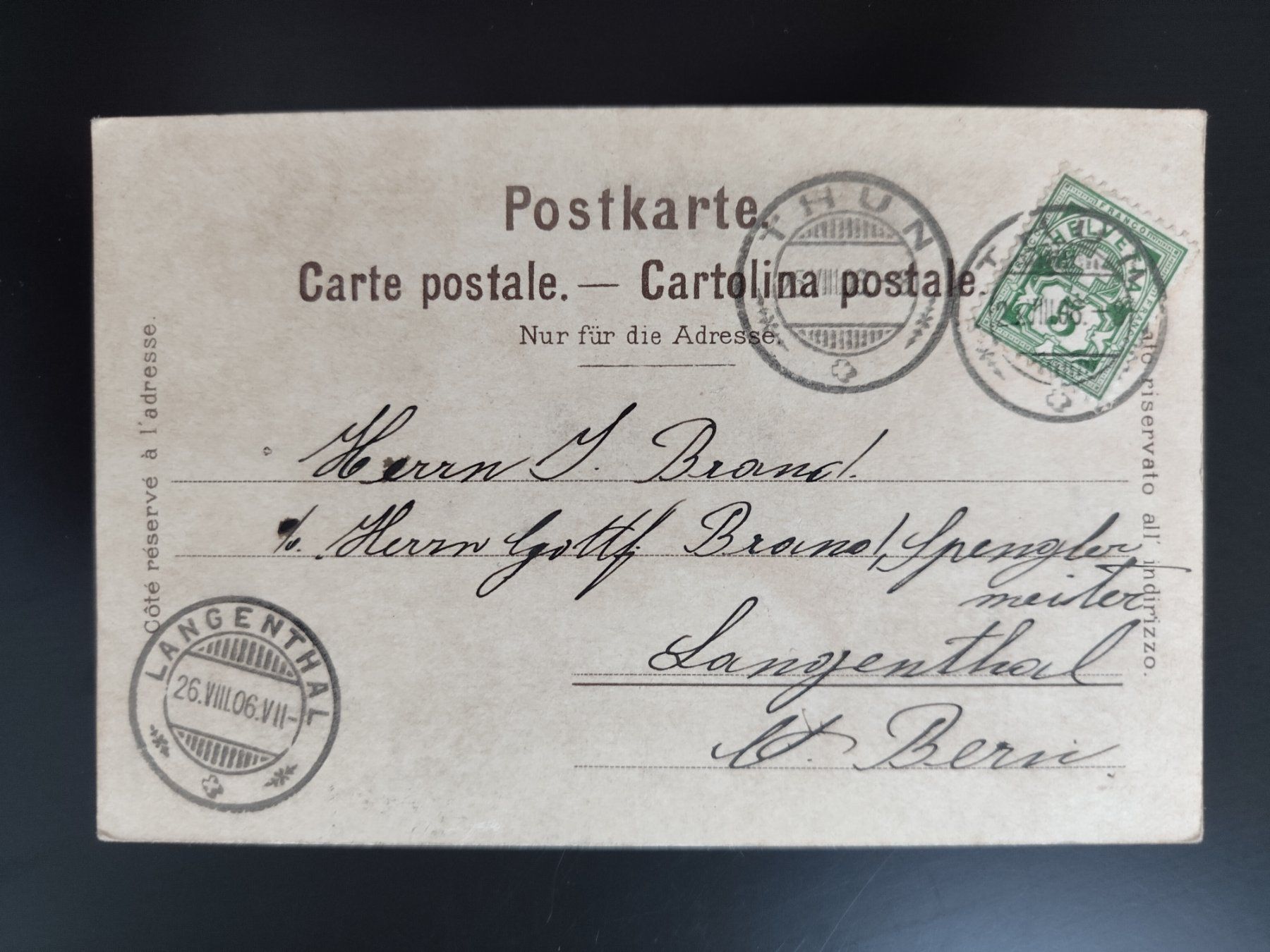 Ansichtskarten: Thun, Schleusenbrücke etc. dat.1906 – Gebraucht aus Ohmstal von Lebensfreude05 1