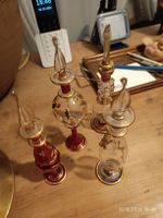 4 Parfumflakons Glas mit Goldverzierung