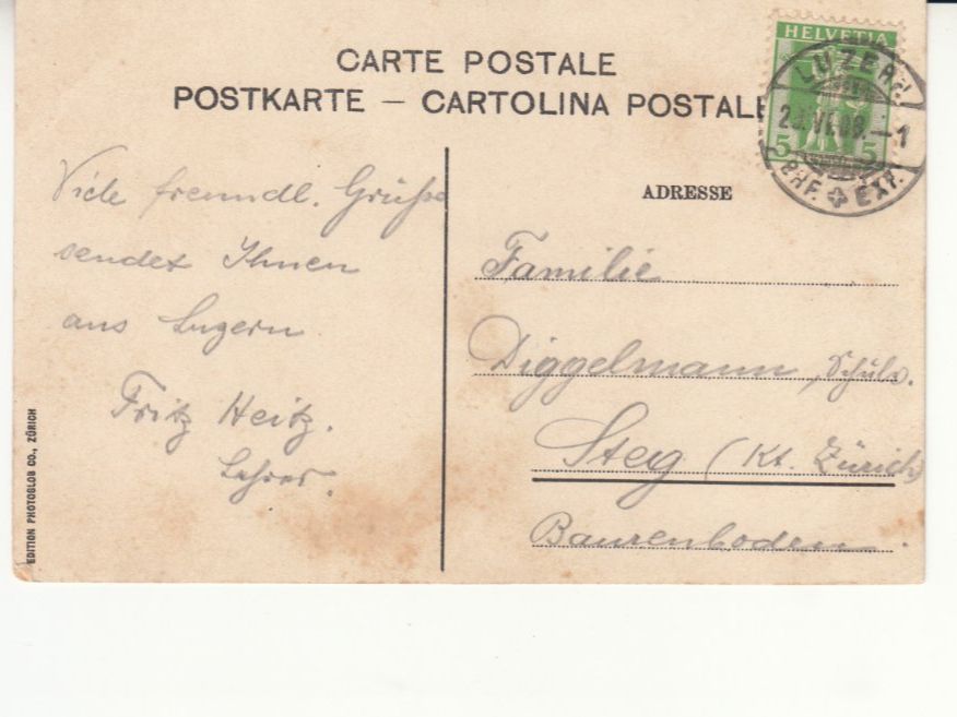 Cartoline postali: Luzern 1908 – Usato da Bürglen TG venduto da StampGraf 1