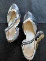 Elegante Vintage Lederschuhe, dunkelblau-beige, Grösse 40