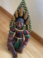 Keramikfigur Maya Motiv bemalt gebrauchter Zustand Antik