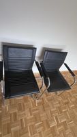 6 x Freischwinger  schwarz Leder Metall Gestell