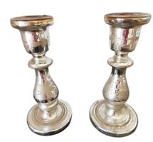 2x Kerzenständer Bauernsilber silberfarben antik