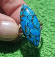 Ring mit echtem Türkis 925 Silber Grösse 58