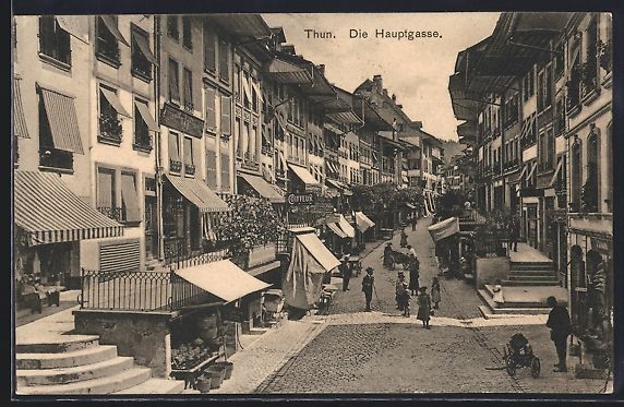 Cartoline postali: AK Thun, die Hauptstrasse, 1912 – Usato da Berlin venduto da bartko-reher
