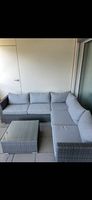 Gartenlounge Set ACA Rattan grau 4 Teile Tisch Sofa Eckteil