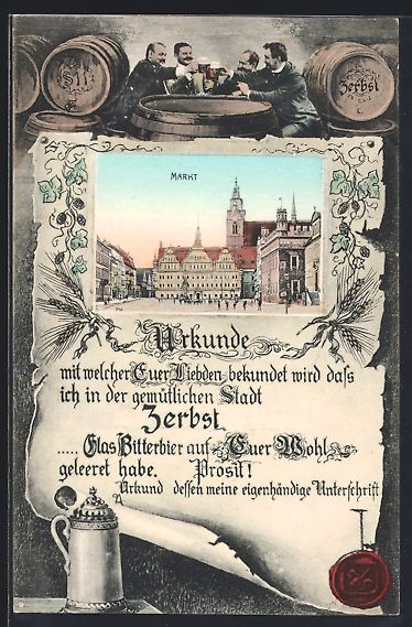 Cartoline postali: Grusskarten-AK Zerbst, Markt im Passepar – Usato da Berlin venduto da bartko-reher