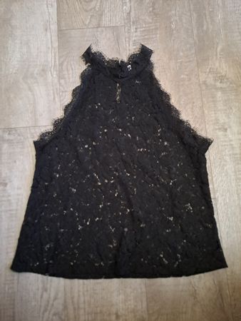Damen Oberteil Spitze Schwarz Gr XL
