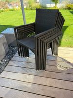 6x Gartenstuhl Rattanoptik stapelbar dunkelbr./schwarz