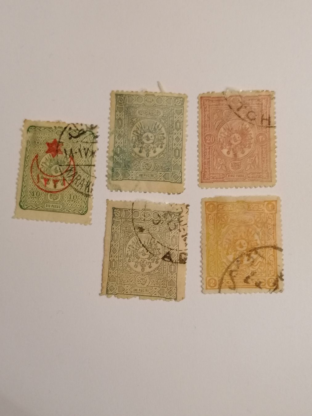 Alle Briefmarken: 5mal Osmanisches Reich 1892 – Gebraucht aus Happerswil von tschergi