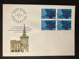 Schweiz 1972 ill. Ersttagsbrief 4er-Block Auslandschweizer