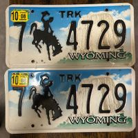  🇺🇸 2x Paar U.S. Autoschild, Wyoming 7-4729 - ORIGNAL