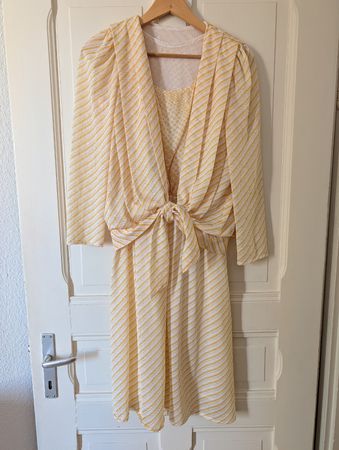 Vintage Sommerkleid mit Jäcklein, Gelb-Weiss gestreift ca. M